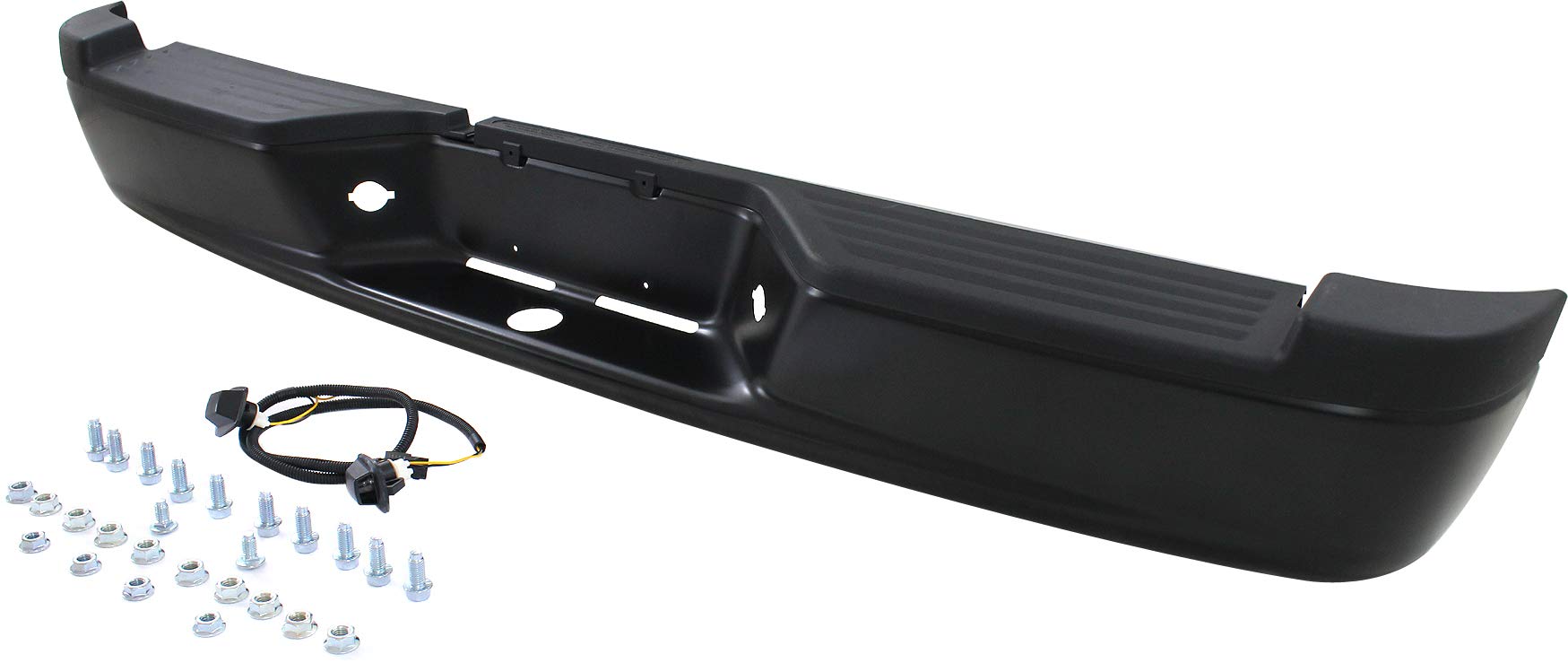 Evan Fischer Black Powdercoated Steel Step Bumper for 2005-2010 Dodge Dakota & 2006-2009 Mitsubishi Raider | Replacement for OEM #32016, 55077652AB-PFM, CH1103114 | Heavy-Duty Truck Protection & Off-Road Accessory