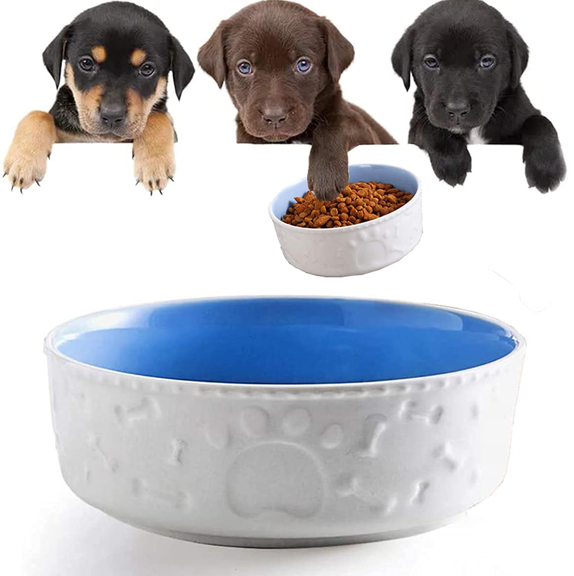 Premium Ceramic Dog Bowls for Small & Large Breeds - Non-Slip, Durable Pet Food & Water Dishes - Perfect for Indoor & Outdoor Use