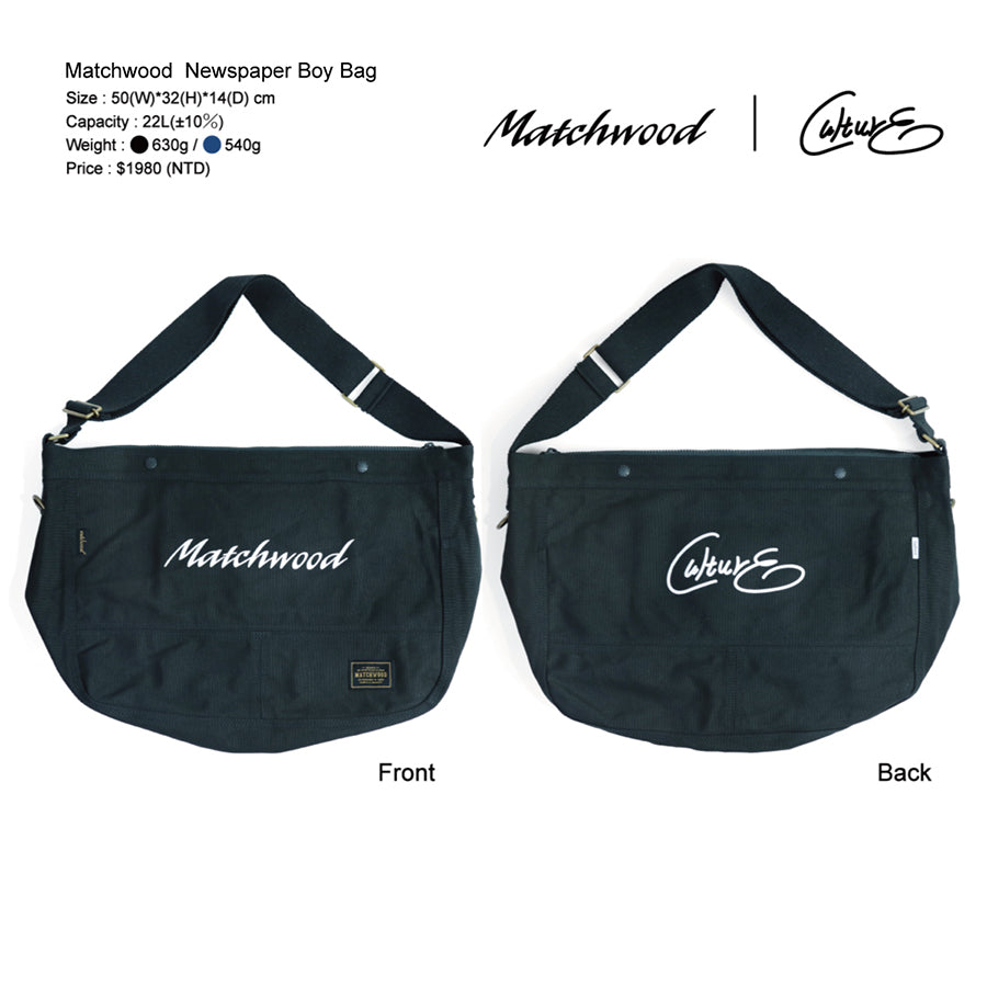 MATCHWOOD Vintage Newspaper Boy Bag - Stylish Black Crossbody Bag for Men & Women (600g) | Perfect for Daily Commute, Travel & Casual Outings