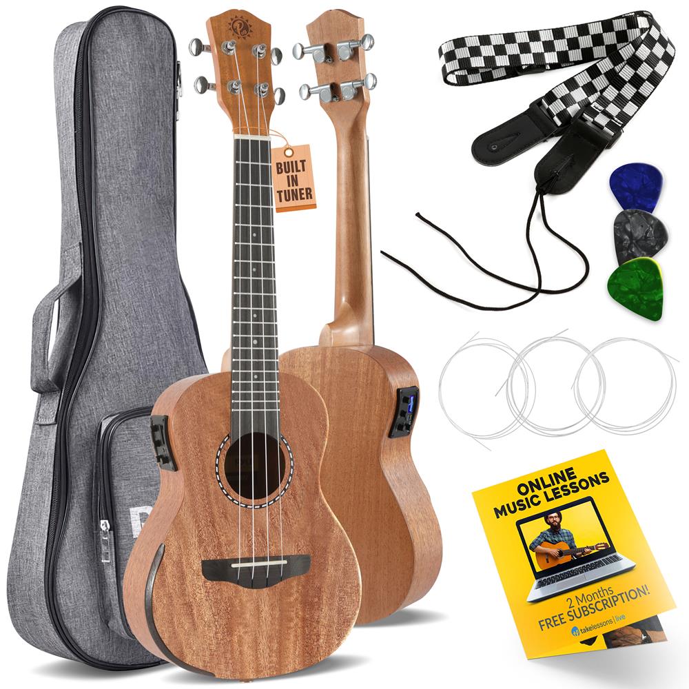 23 Inch Concert Acoustic Electric Ukulele with Built-in Tuner - Professional Mahogany Wood Ukulele for Beginners & Adults - Perfect for Travel, Beach, Camping & Live Performances