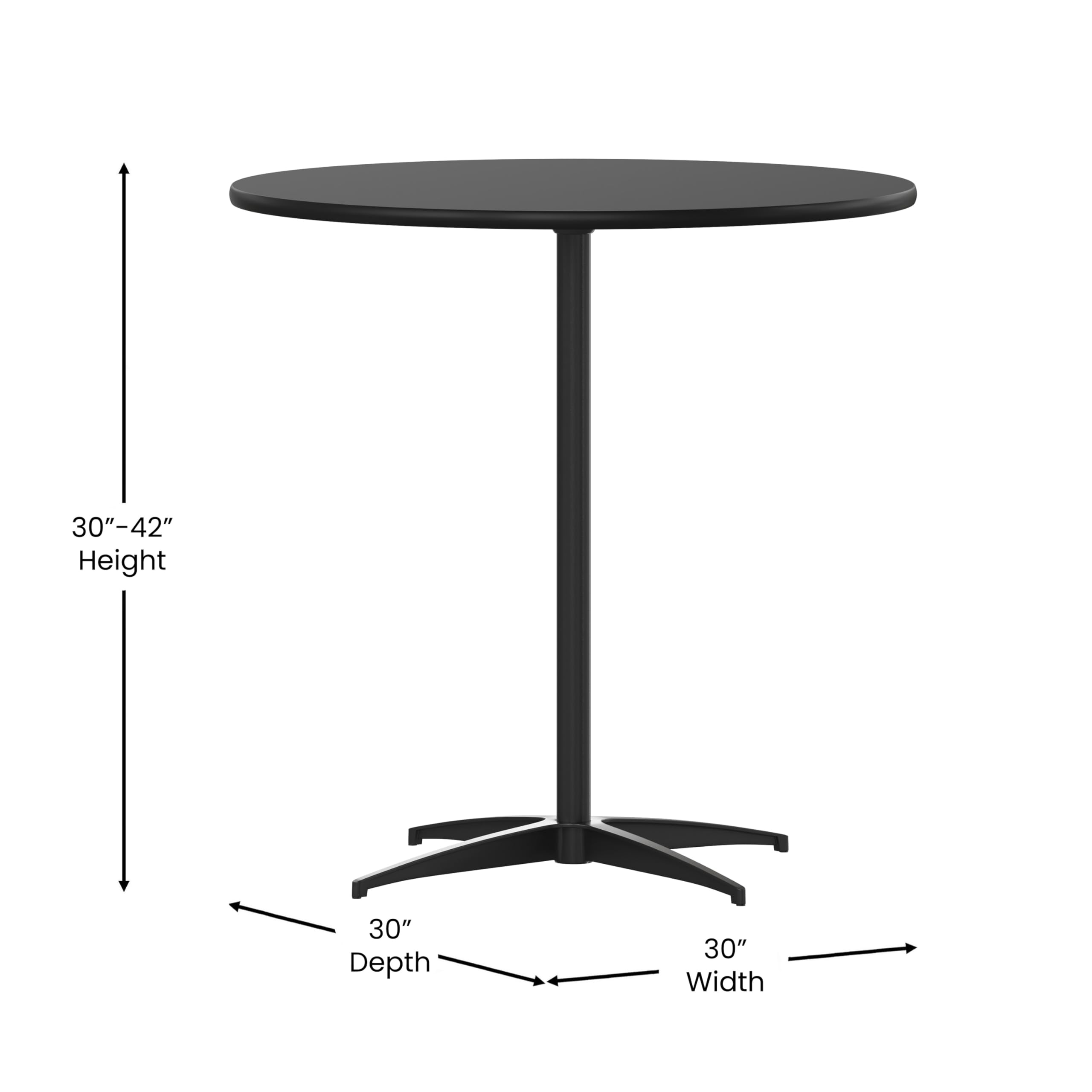 Flash Furniture Lars Black 30'' Round Wood Cocktail Table with 30'' and 42'' Columns - Modern Living Room Centerpiece for Small Spaces & Apartments