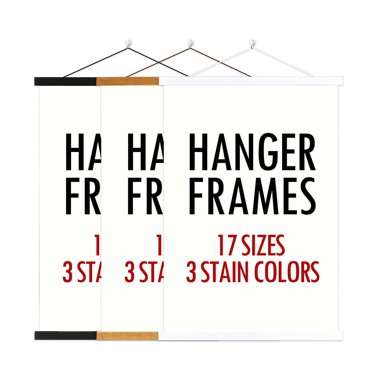 Ywlake 40 Inch Magnetic Poster Hanger - Wooden Frame with Strong Magnets for Hanging Posters, Maps, Canvas Art (Black) - Perfect for Home, Office, Gallery & Classroom Decor