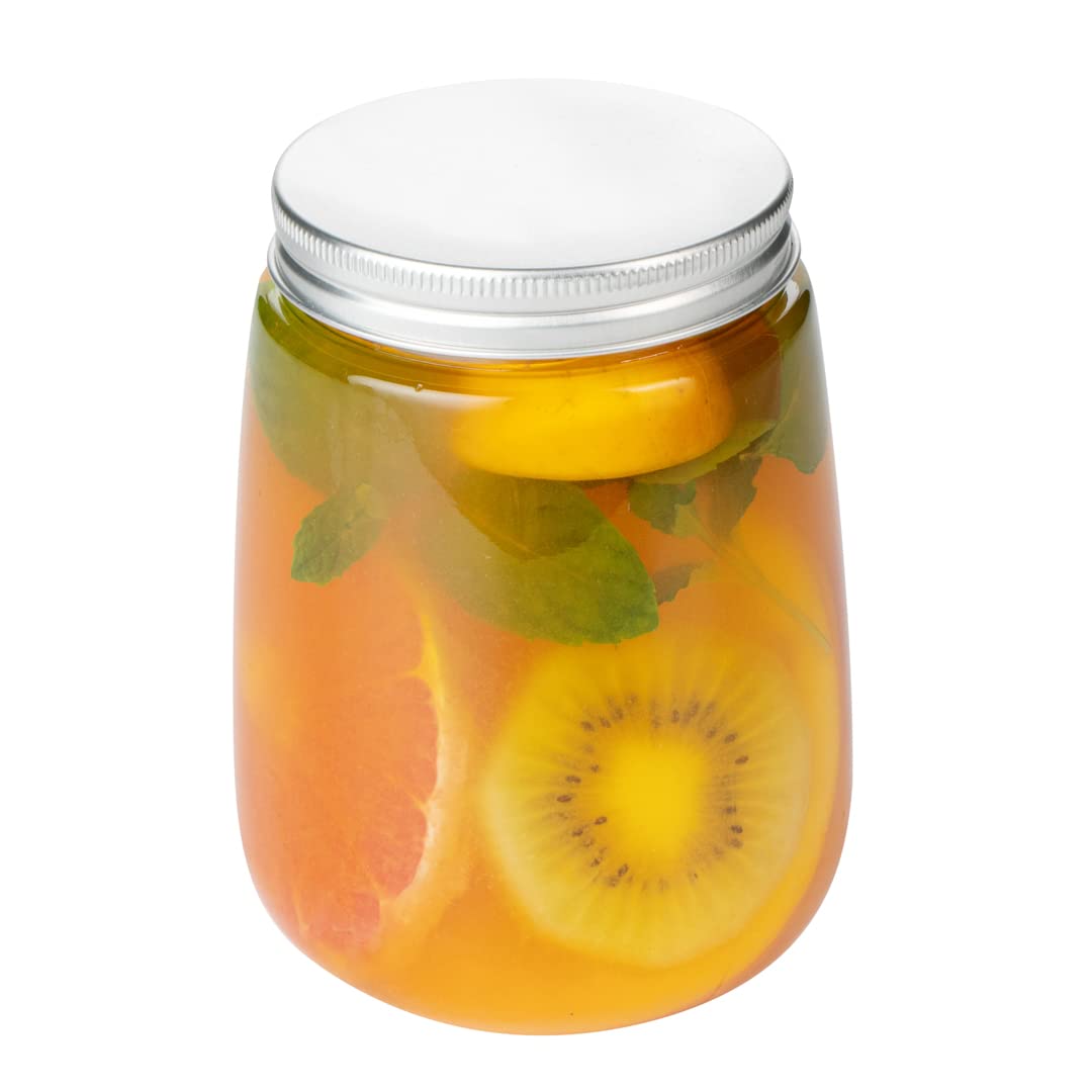 Restaurantware Bottle Tek 17oz Juice Bottles - 100 Pack Clear Empty Plastic Bottles with Aluminum Lids | Disposable Containers for Juicing, Tea, Smoothies, Cocktails & Beverage Storage | Perfect for Restaurants, Cafes & Home Use