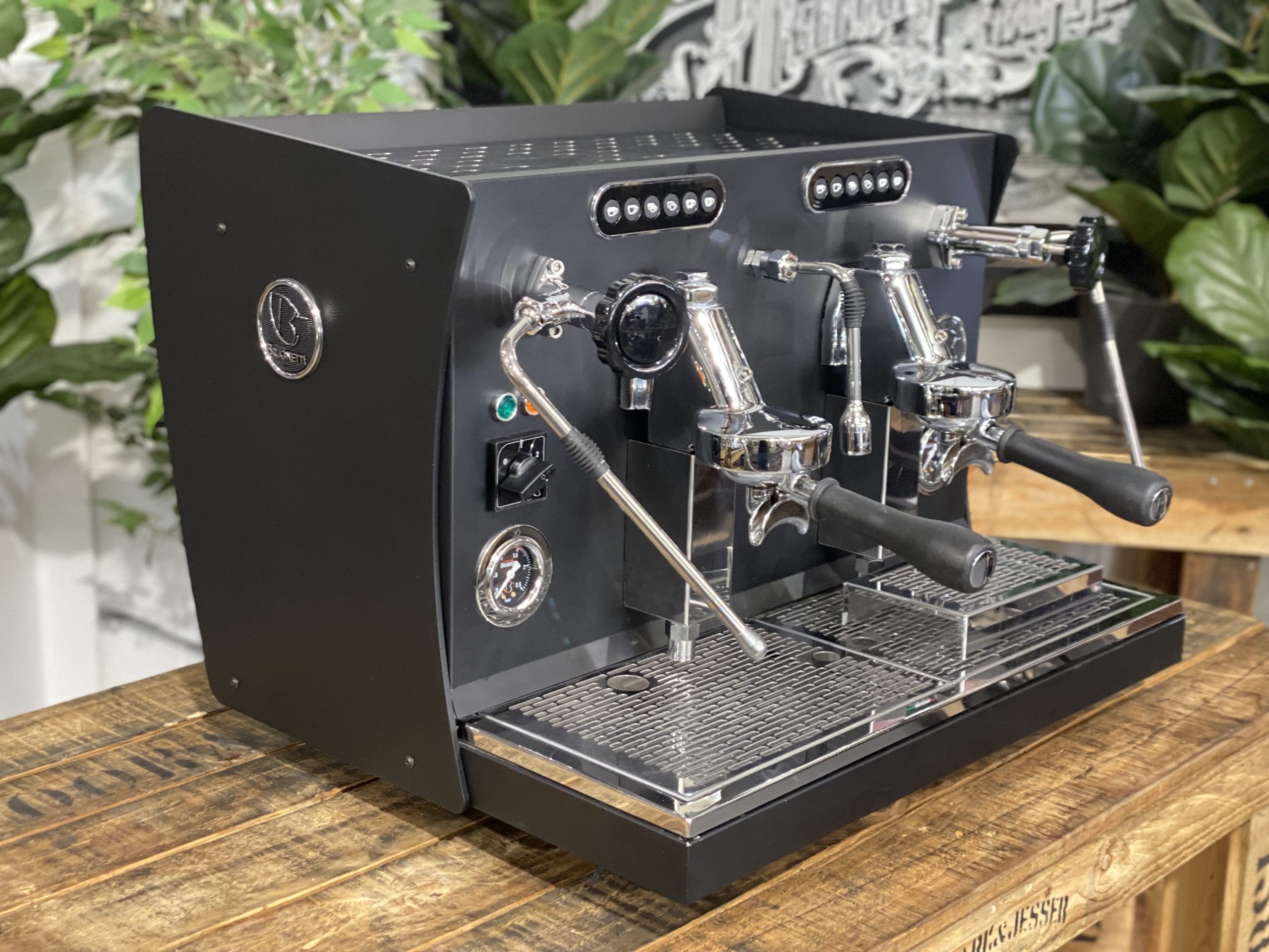 Brugnetti Giulia Manufactum 2 Group Commercial Espresso Machine - Professional Black Coffee Maker for Cafes, Restaurants & Offices