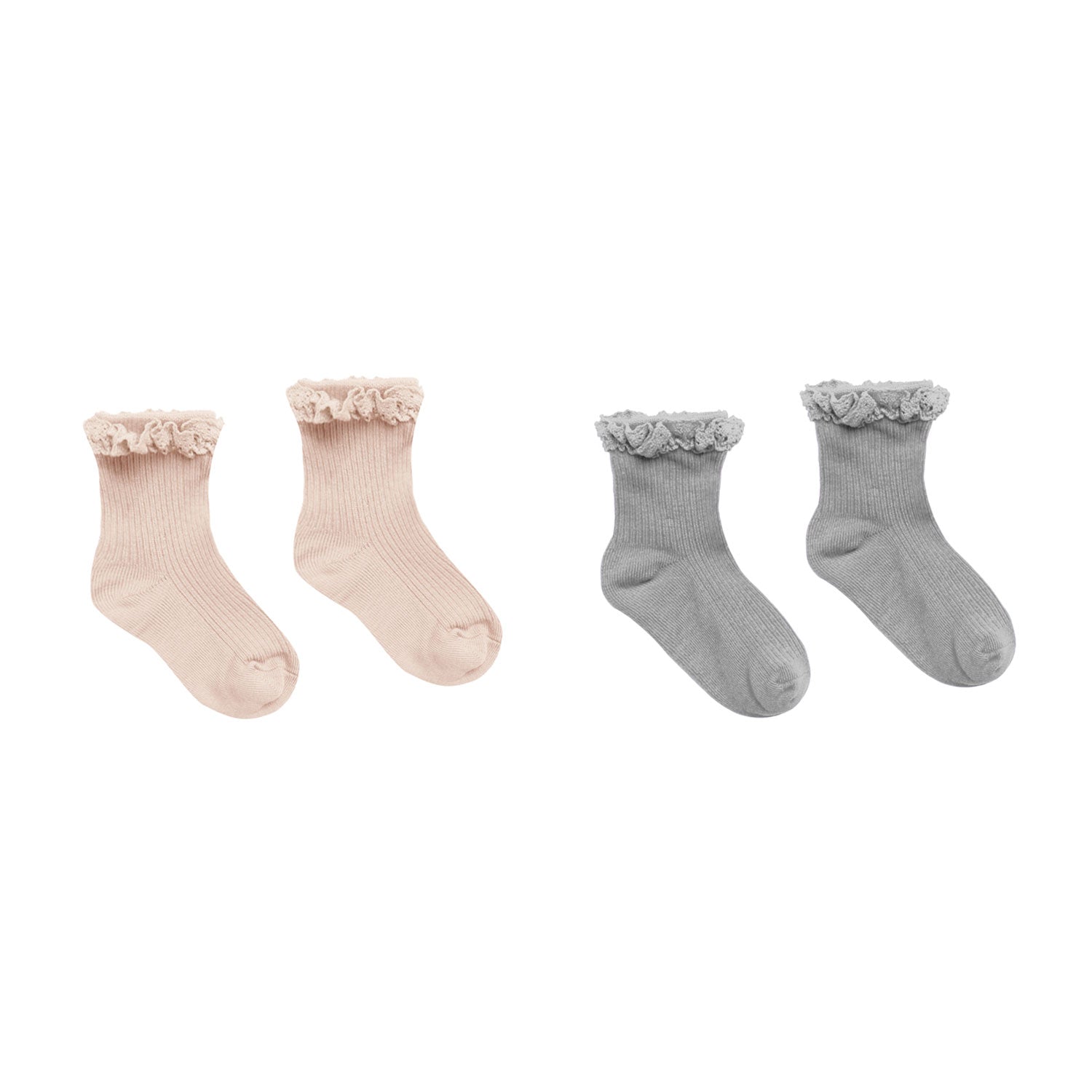 Lace Trim Sock Sets for Women - Shell Pink & Dusty Blue - Comfortable Ankle Socks - Perfect for Casual Wear, Gifts, and Everyday Use