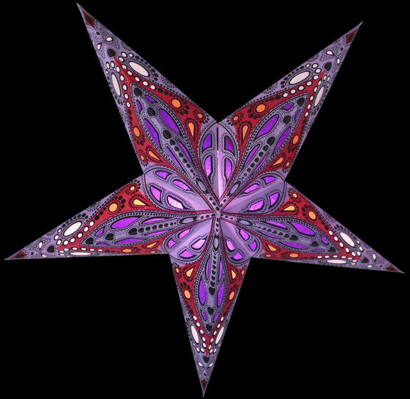 24 Pack Lavender Purple Exotic Dahlia Paper Star Lanterns - Elegant Hanging Wedding, Party & Home Decor for Indoor/Outdoor Events, Garden Lighting & Boho Room Decor