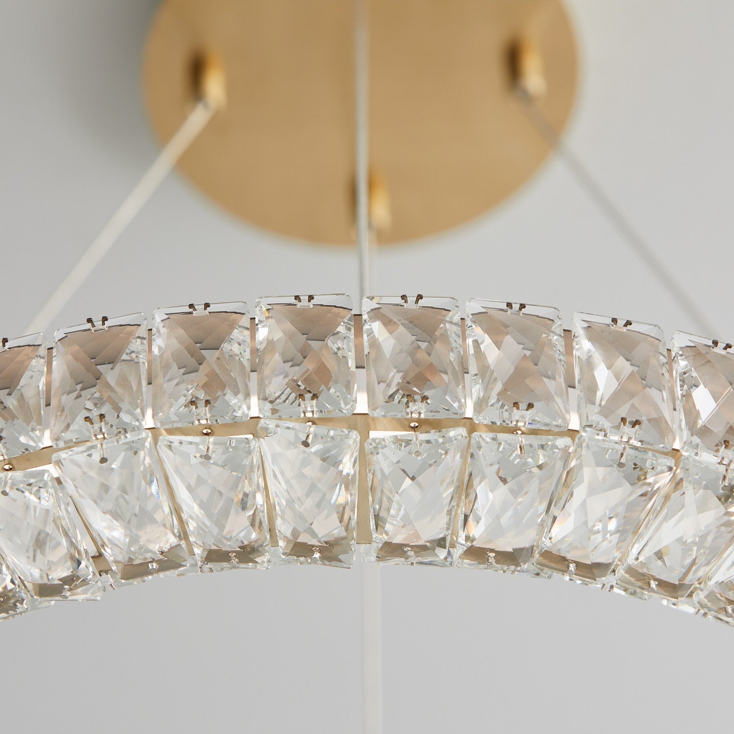 Oxygen Elan 3 874 40 Modern Ring LED Chandelier Light Fixture - Aged Brass & Crystal Accents | Elegant Dining Room & Living Room Lighting