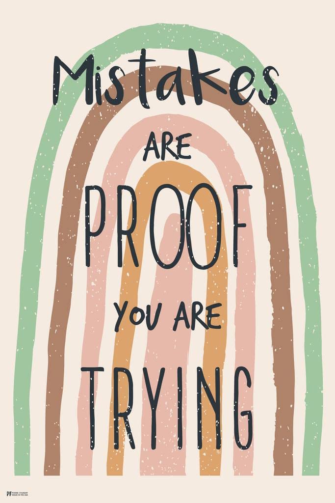 Rainbow Boho Classroom Decor - Giant 36x54 Inspirational Mistakes Poster for Learning & Growth | Perfect for School, Office & Home Decor