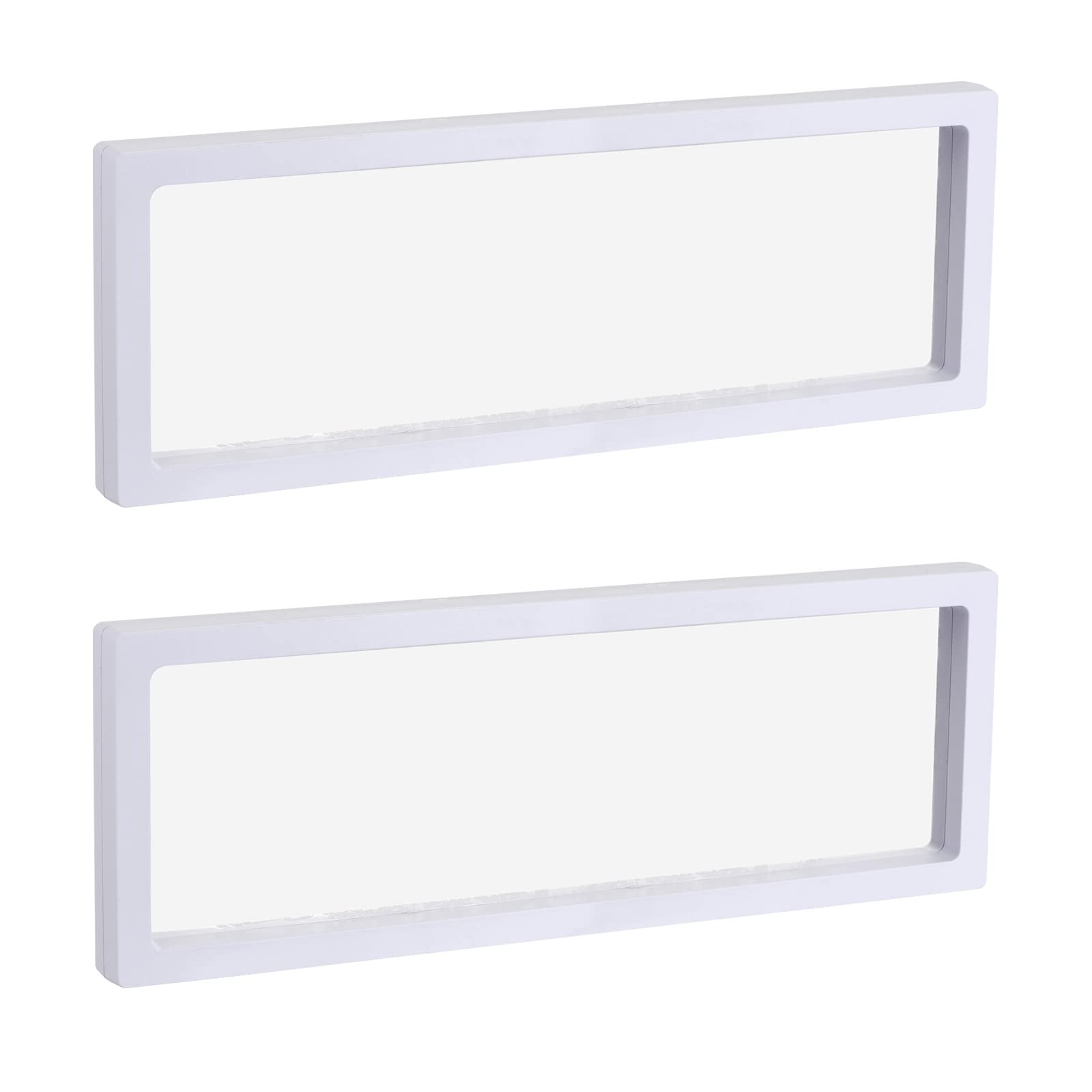3D Floating Jewelry Display Stand - 11.81 x 4.33 x 0.79 Inch White Acrylic Frame Holder for Rings, Necklaces, Bracelets & Earrings (Pack of 2) - Perfect for Boutique Showcase, Wedding Gift Presentation & Retail Store Displays