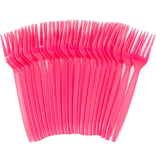 Hot Pink Plastic Forks (50 Pack)