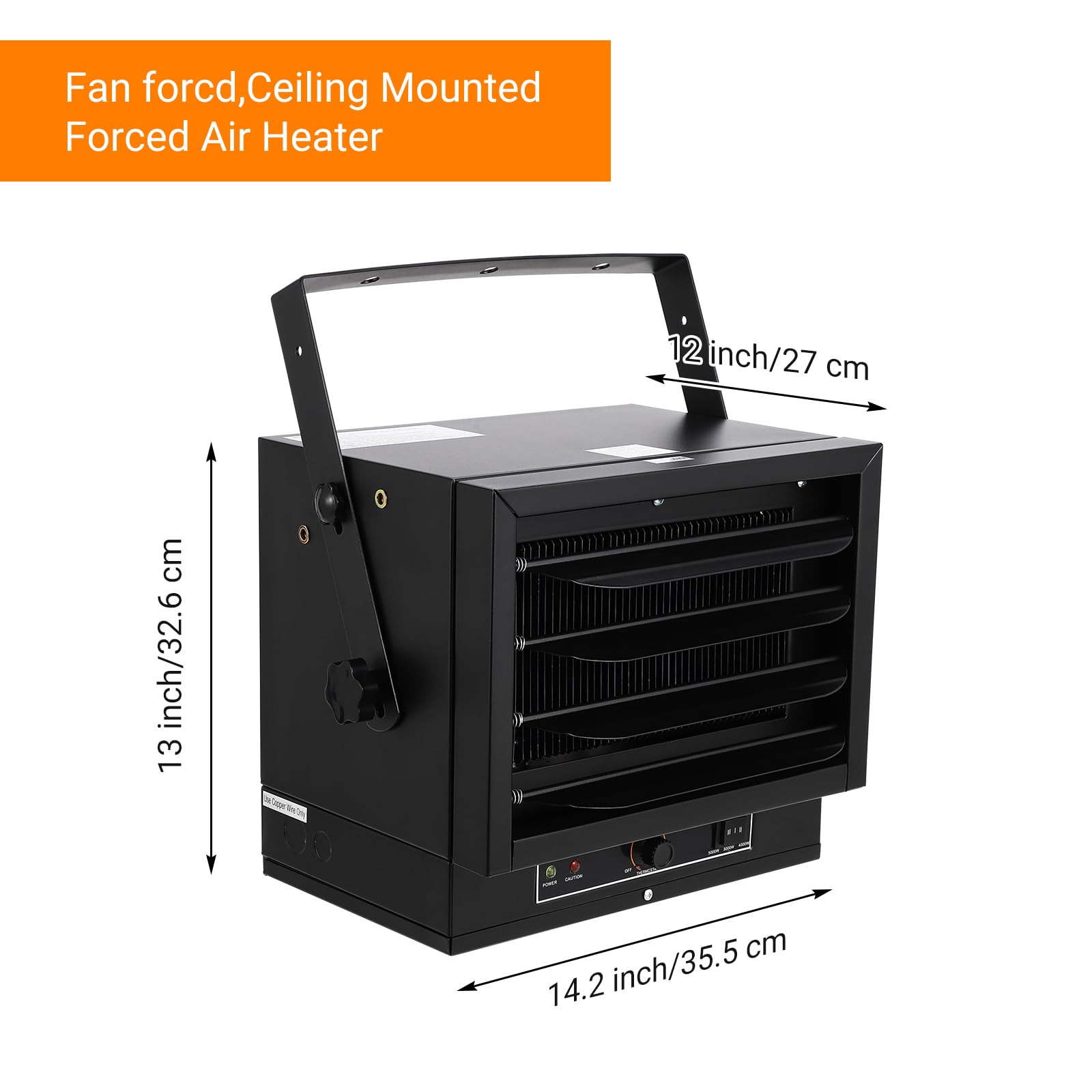 5000W Electric Garage Heater with Fan Forced Heating - 240V Ceiling Mount Shop Heater with Overheat Protection & Thermal Cut-Out Switch - ETL Certified for Workshop, Warehouse & Home Garage Use - Perfect for Winter Heating & DIY Projects