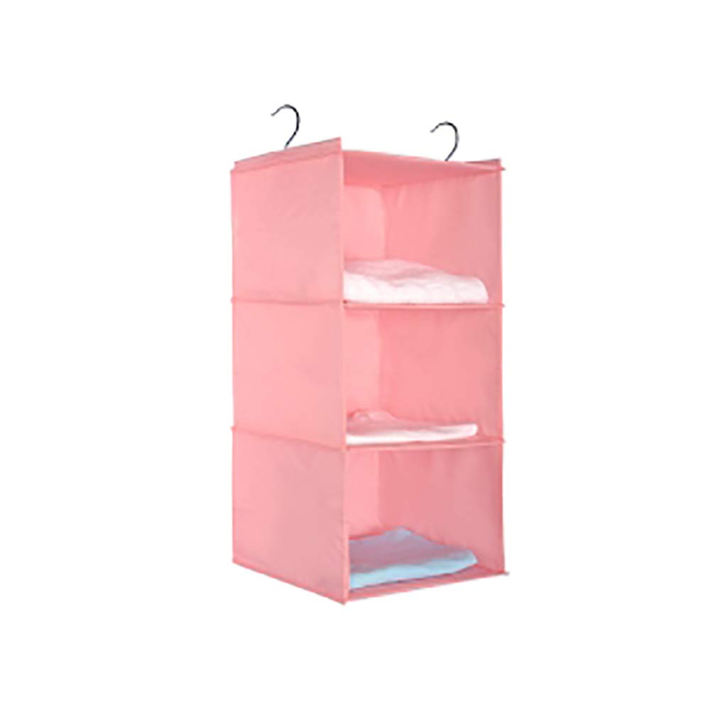 Zentto 3-Tier Hanging Closet Organizer - Large Capacity Oxford Fabric Storage Shelves for Sweaters, Clothes & Accessories | Space-Saving Wardrobe Solution for Bedroom, Closet & Dorm Organization (Pink)