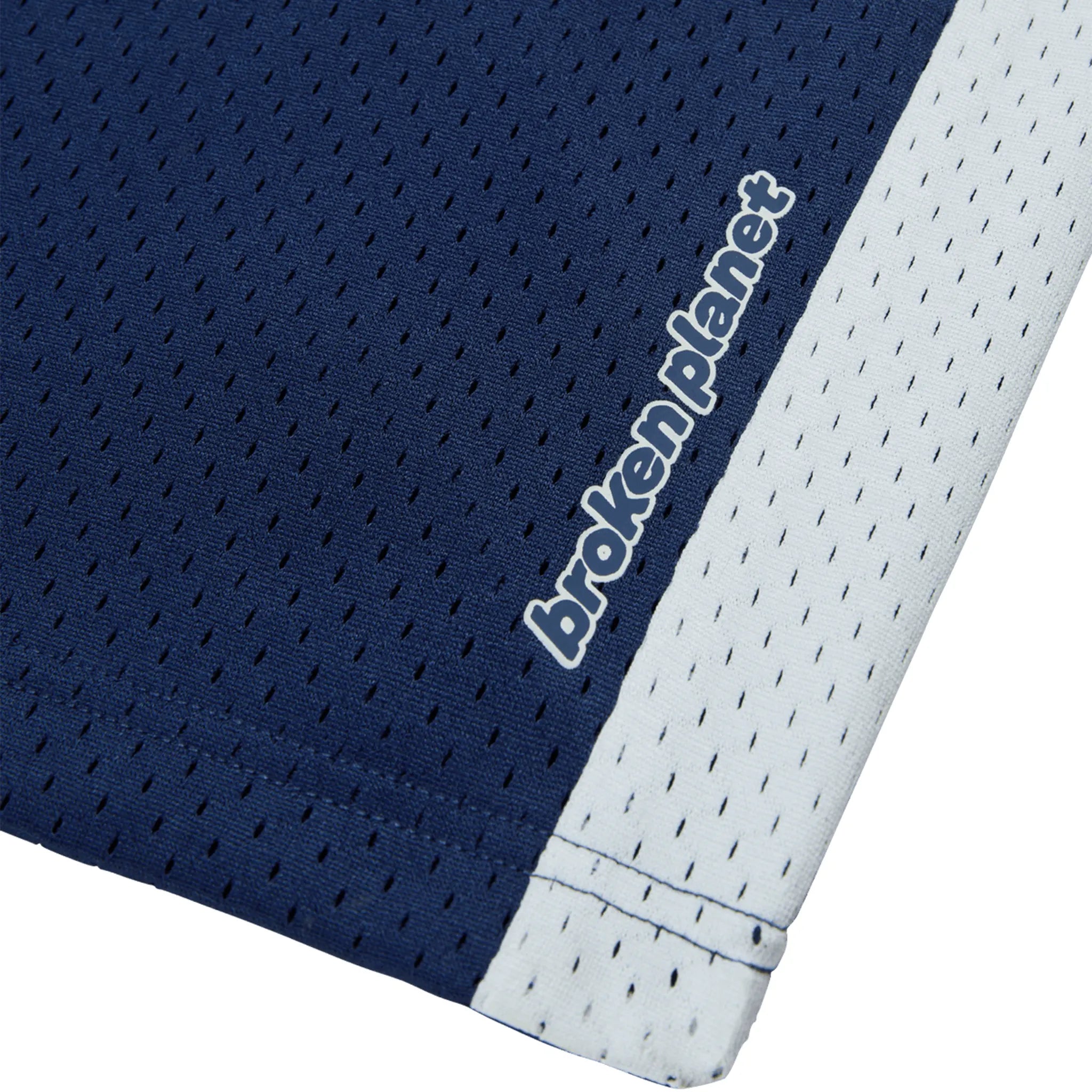 Broken Planet Mesh White Blue Shorts - Trendy Streetwear for Men & Women | Perfect for Gym, Running & Casual Outfits