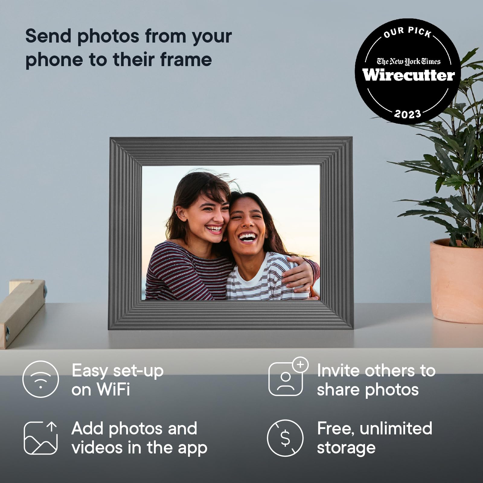 Aura Mason WiFi Digital Picture Frame - Best Digital Photo Frame for Gifting | Wireless Display for Family Photos | Easy Setup via Aura App | Unlimited Cloud Storage | Black Frame - Perfect for Home, Office & Holiday Gifts
