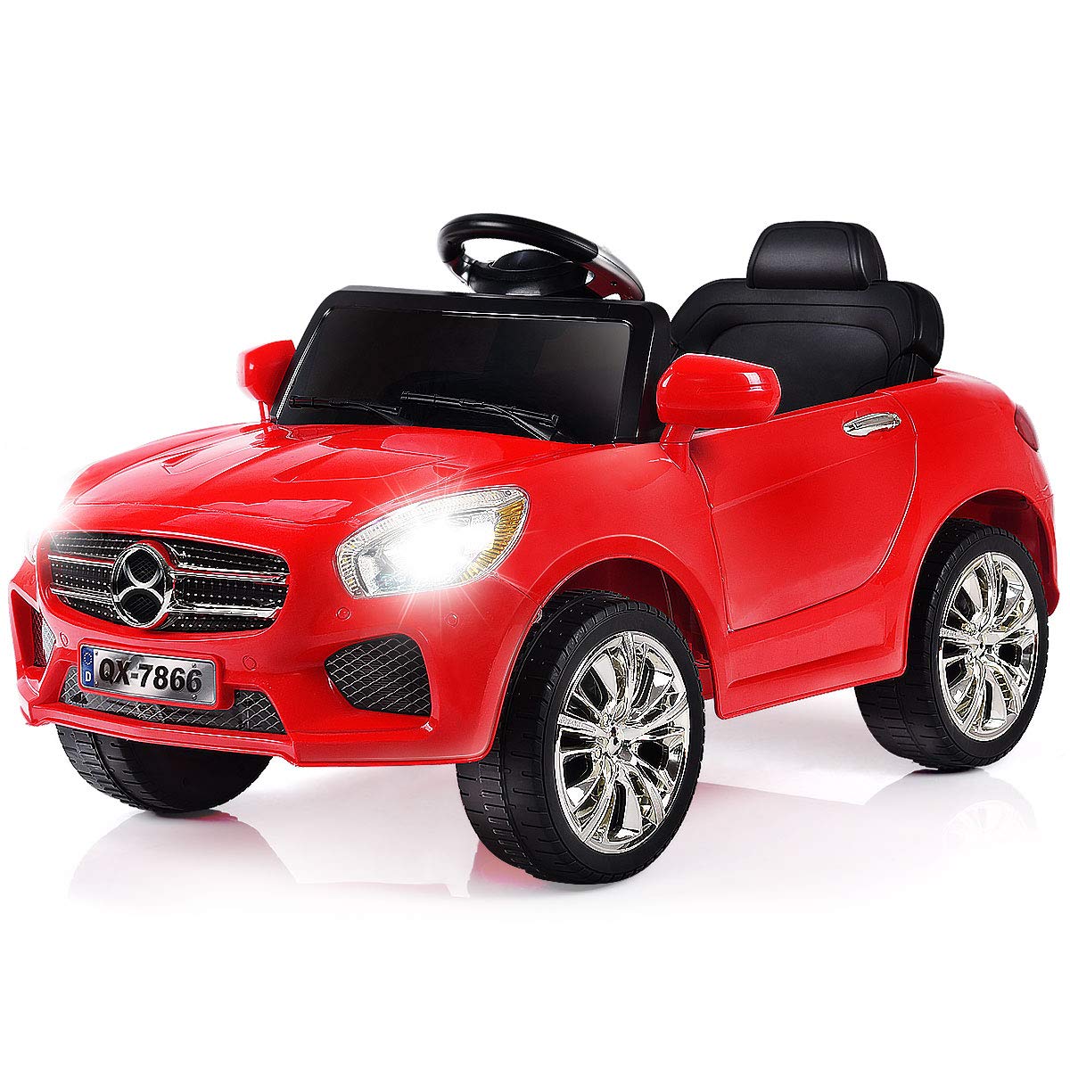 Costzon 6V Kids Ride On Car with Parental Remote Control & Foot Pedal - Battery Powered Toy Vehicle with LED Lights & MP3 Player - Red Ride On Car for Toddlers (Perfect for Indoor/Outdoor Play, Birthday Gifts & Preschool Learning)
