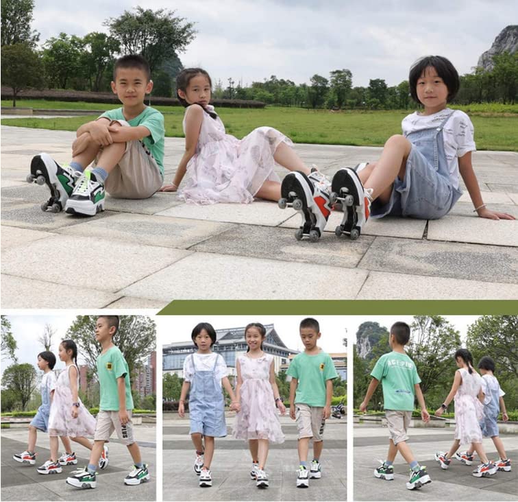 Double-Row Deform Wheel Automatic Walking Shoes - Invisible Roller Skates for Men & Women | 2-in-1 Removable Pulley Skate Shoes | Perfect for Outdoor Recreation, Commuting & Fitness Training