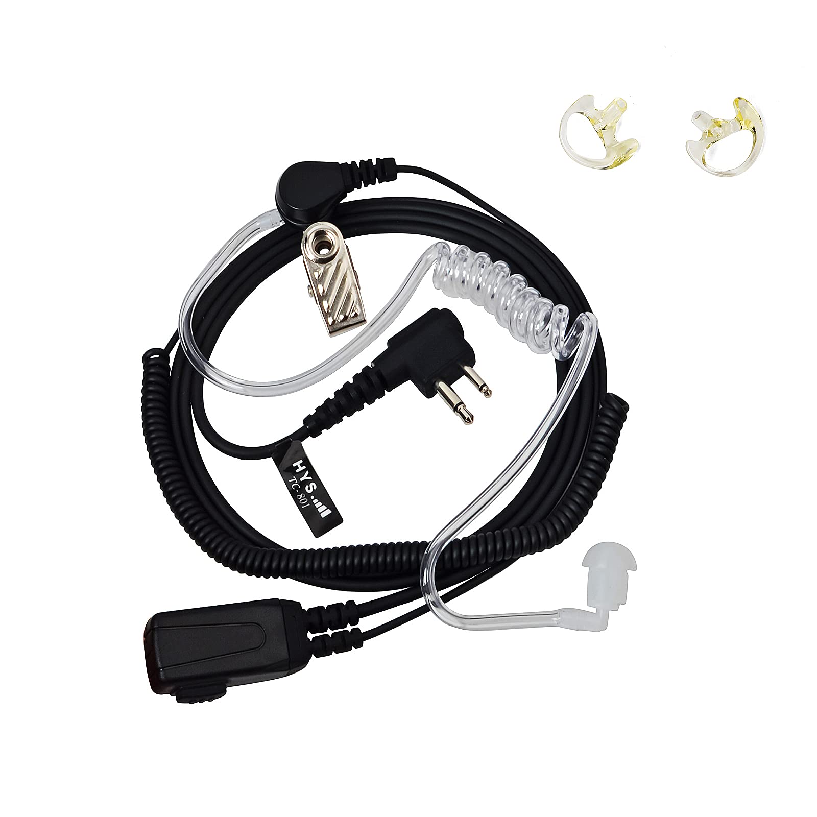 UAYESOK 2 Pin 2 Way Radio Earpiece - Covert Acoustic Air Tube Headset with PTT Mic for Motorola CP040 CP140 Hytera Midland Walkie Talkie - Ideal for Security, Construction & Event Staff Communication