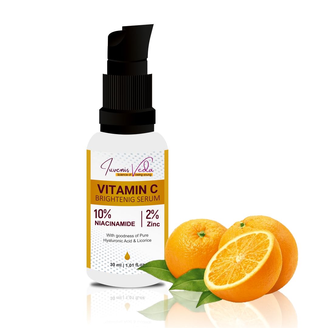 Iuvenis Veda 20% Vitamin C Face Serum for Glowing Skin - Sensitive Skin Friendly, Highly Stable & Non-Irritating Formula | Brightening & Hydrating Vitamin C Serum for Men & Women (30ml) | Perfect for Daily Skincare Routine & Anti-Aging Treatment