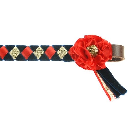 ShowQuest Skipton Browband for Horses & Ponies - Red, Navy, Gold Equestrian Headband - Perfect for Dressage, Show Jumping & Riding Competitions