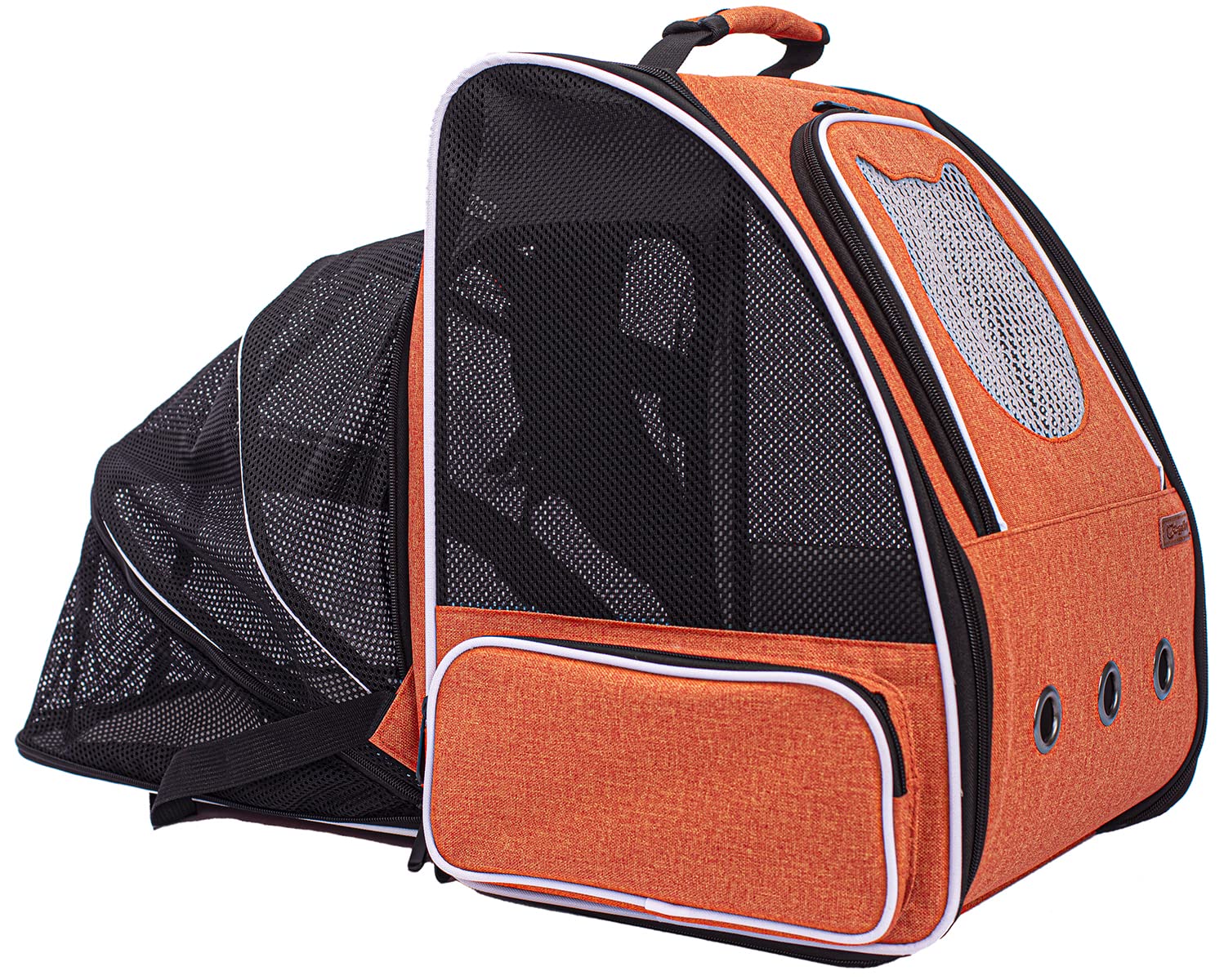 Expandable Cat Backpack Carrier for Travel & Hiking - Airline Approved Pet Carrier for Cats & Small Dogs - Breathable & Comfortable Kitten Backpack with Back Extension (Orange) - Perfect for Outdoor Adventures, Air Travel & Daily Commutes