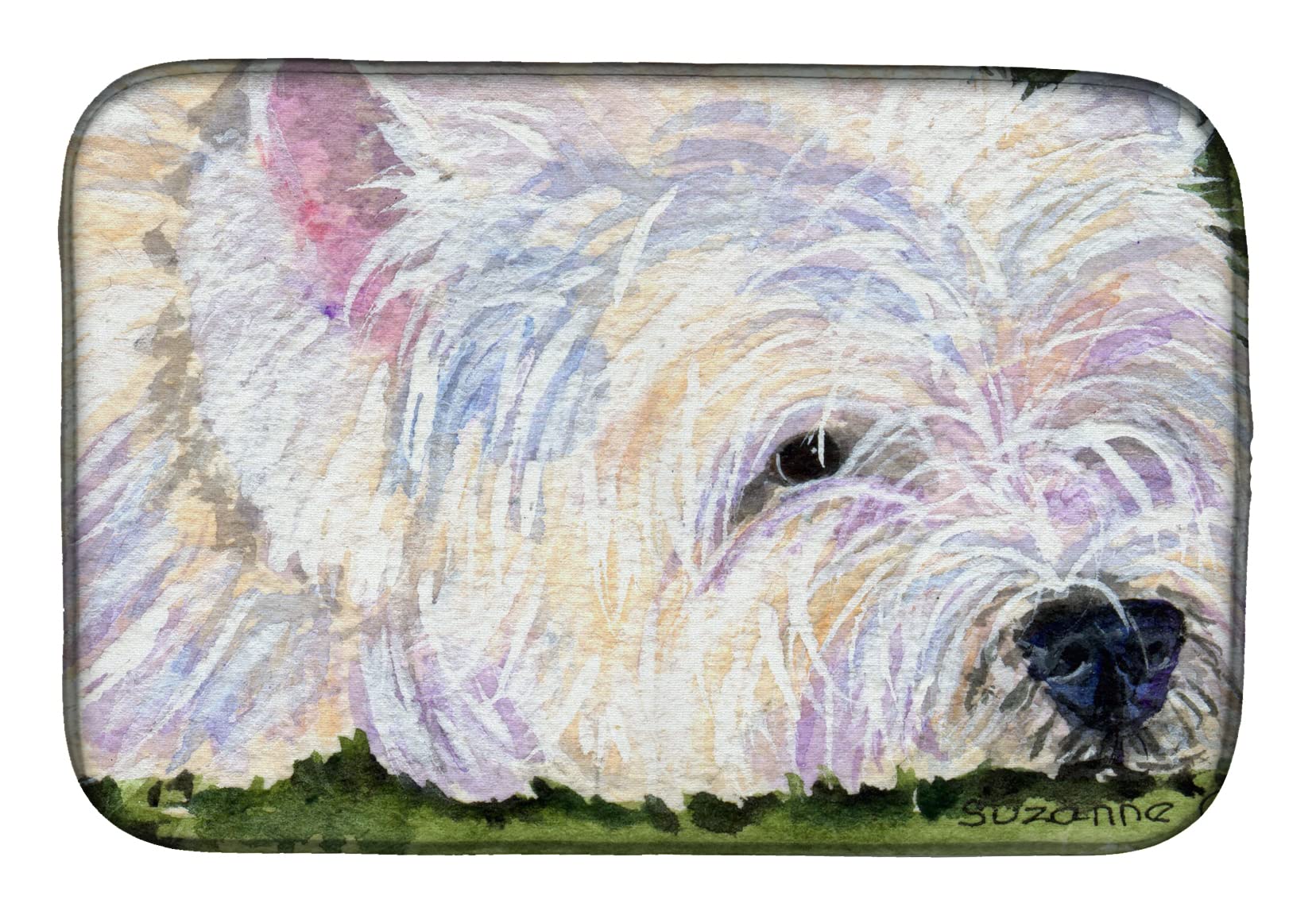 Westie Dog Themed Absorbent Dish Drying Mat - 14x21 Inch Kitchen Countertop Drying Pad, Non-Slip Drainer Mat for Dishes & Utensils | Perfect for Farmhouse, Cottagecore Kitchens & Pet Lover Home Decor