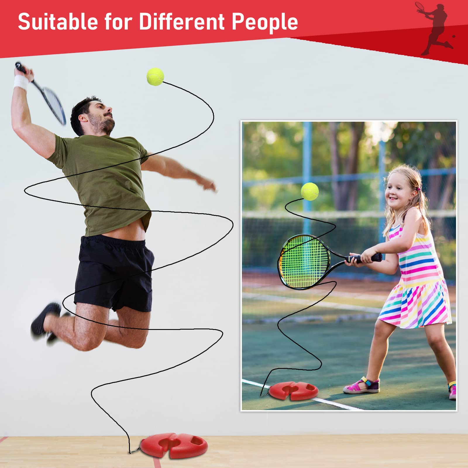 Solo Tennis Trainer Rebound Ball with String - Portable Tennis Practice Equipment for Self-Training | Includes 3 Tennis Balls & Elastic Strings | Perfect for Beginners & Adults | Indoor & Outdoor Use