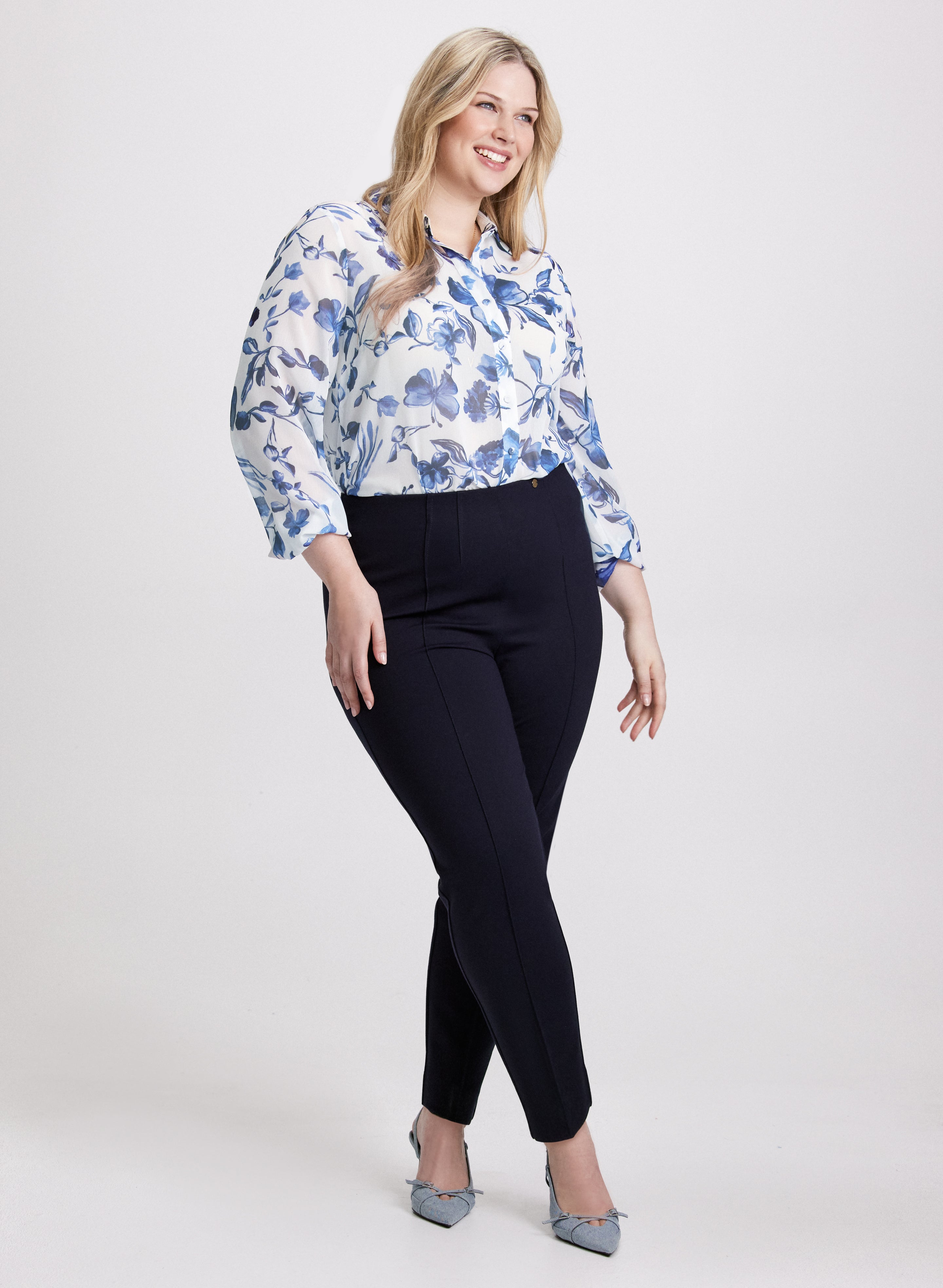 Floral Chiffon Button Down Blouse for Women - Elegant Long Sleeve Tops for Office, Date Night & Spring Outfits