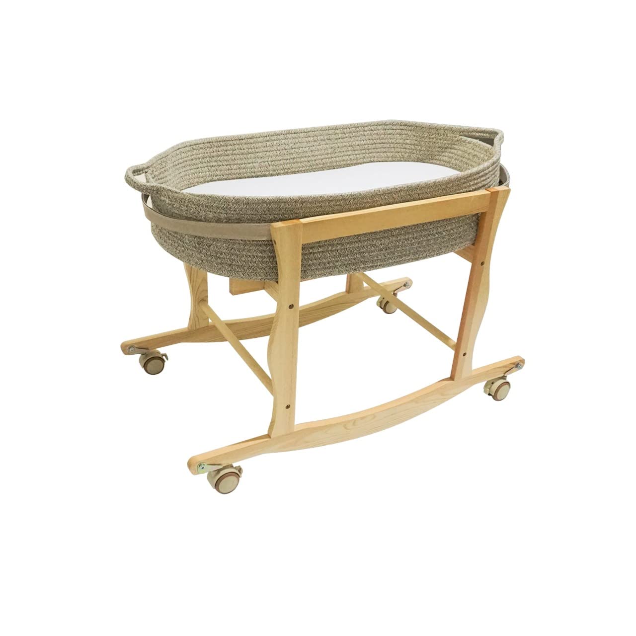 ECOADE Natural Wood Moses Basket Stand & Rocker - Portable Baby Crib for Nursery, Bedroom, or Travel - Safe & Sturdy Infant Sleeping Solution