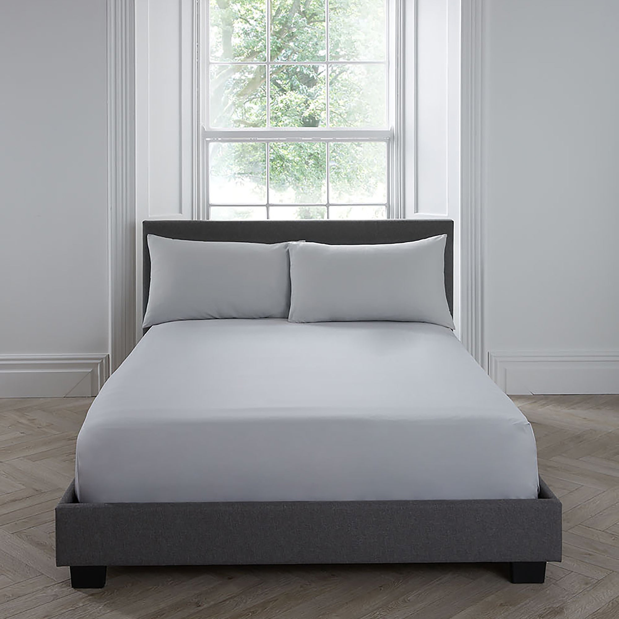 Premium Silver Plain Fitted Bed Sheet (32cm) - Soft & Breathable for Comfortable Sleep - Perfect for Master Bedroom, Guest Room & Dormitory