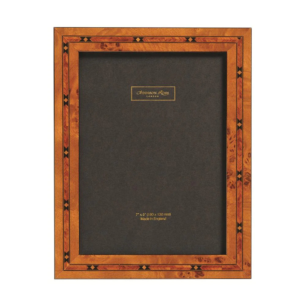 Addison Ross Marquetry Picture Frame - Handcrafted Poplar Veneer & Star Design Inlay - Elegant Wall Decor for Living Room, Bedroom & Office