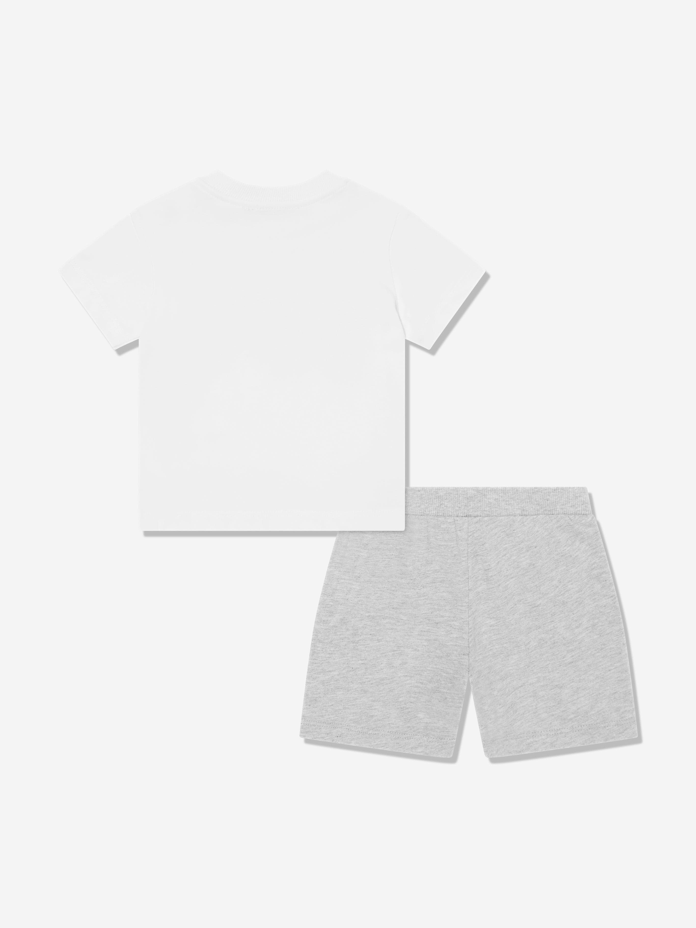 Adorable Baby Teddy Bear Logo Short Sleeve Set - Soft Grey Cotton Outfit for Newborns & Infants | Perfect for Playtime, Photo Shoots & Casual Wear
