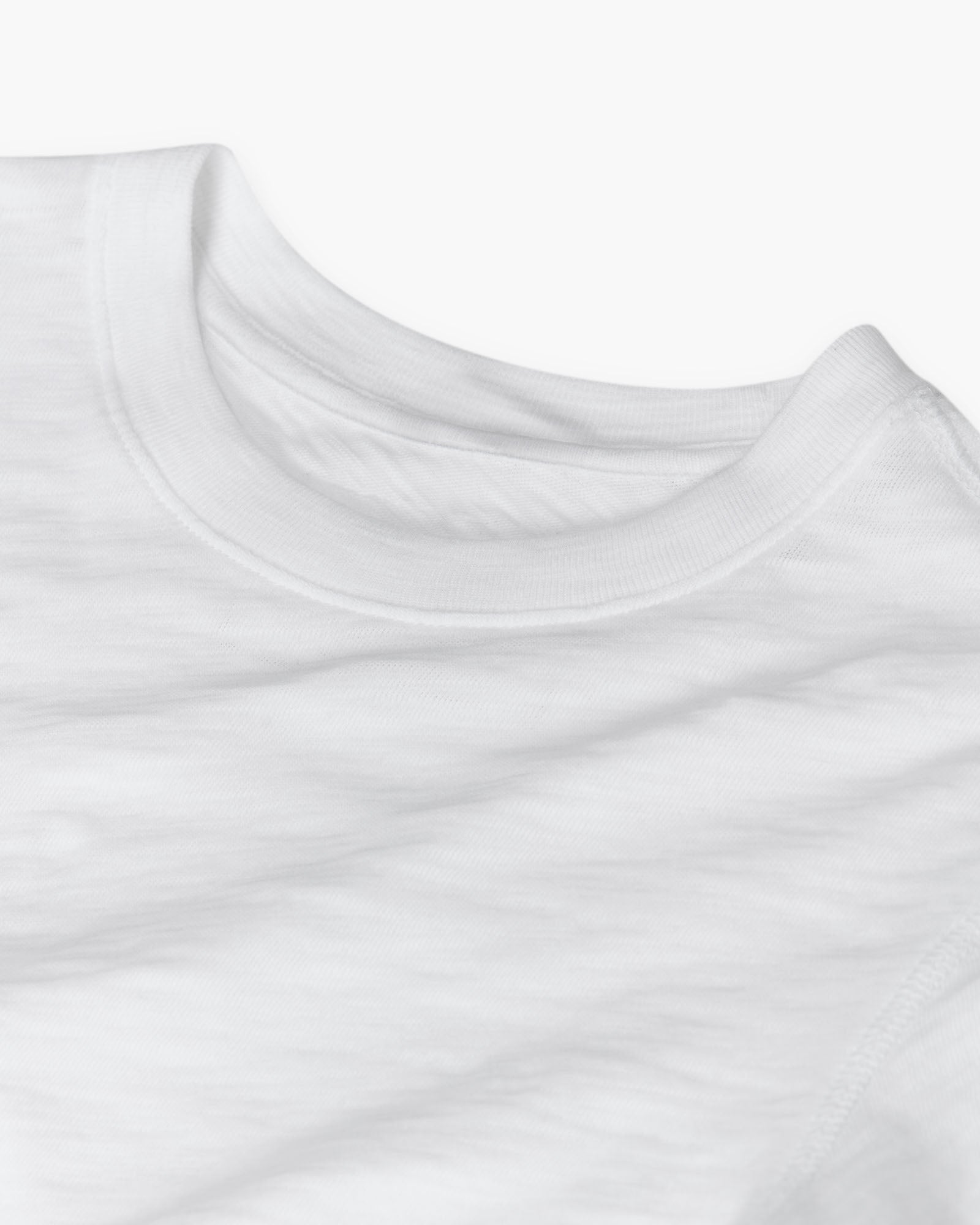 Distressed Slub Jersey Long Sleeve Crop Top Tee - White | Casual Streetwear & Layering Essential for Women
