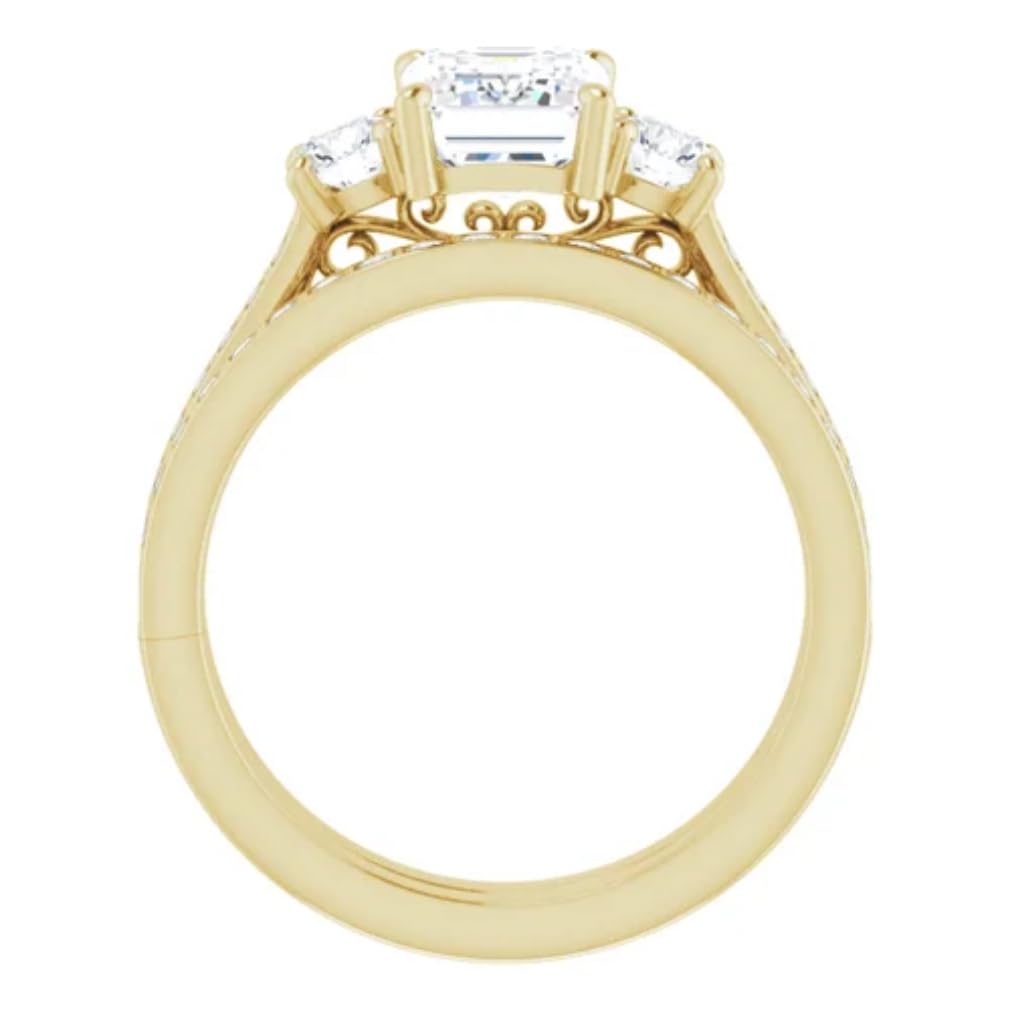 10K/14K/18K Solid Gold Handmade Engagement Ring, 1CT-4CT Emerald Cut Moissanite Solitaire Ring, Diamond Wedding Ring Set for Women - Perfect for Proposals, Anniversaries & Bridal Jewelry (2 CT, Yellow Gold)