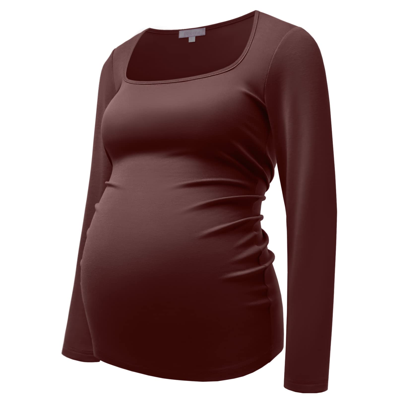 Bhome Maternity Shirt - Square Neck Long Sleeve Slim Fitted Pregnancy Top for Women | Perfect for Work, Date Night & Baby Shower Outfits