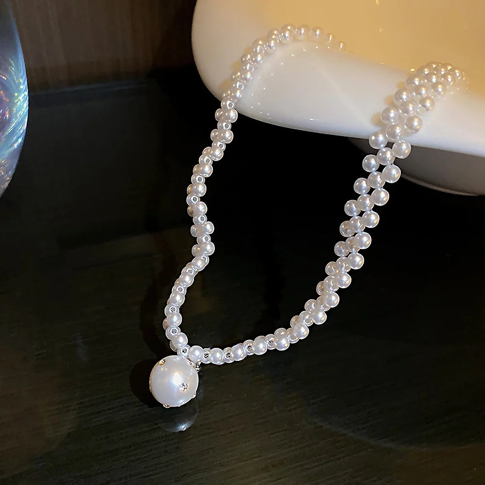 Elegant Pearl Drop Multi Strand Choker Necklace for Women | HN1362 | Perfect for Weddings, Parties & Special Occasions