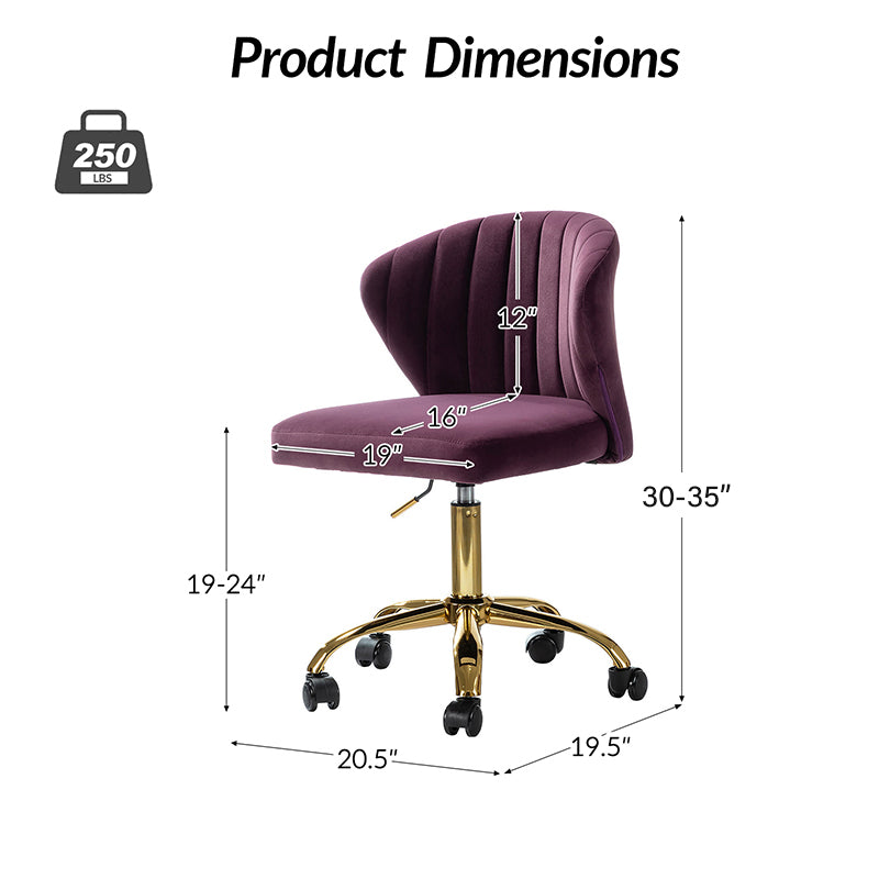 Premium Chandra Velvet Office Chair - Ergonomic Executive Desk Chair with Lumbar Support for Home & Office Workspaces - Comfortable Modern Computer Chair for Long Hours of Sitting