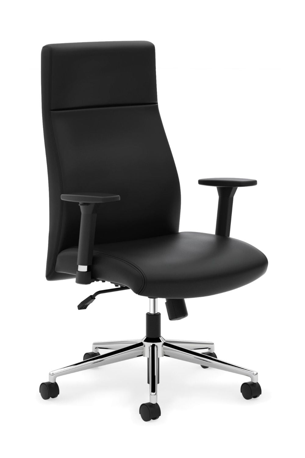 HON Define High Back Black Leather Executive Office Chair with Synchro Tilt & Adjustable Arms - Ergonomic Desk Chair for Home Office & Corporate Workspaces