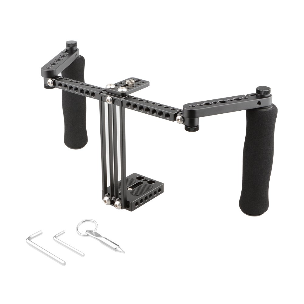 CAMVATE Adjustable Monitor Cage for 5-7 Inch LCD Screens - Durable Aluminum Alloy Bracket with Ergonomic Handles - Perfect for DSLR Camera Rigs, Video Production & Field Monitoring