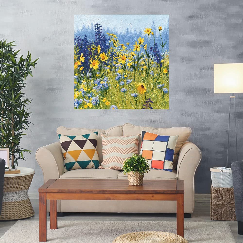 Botanical Wall Art Canvas - 32x32 Inch Plant Decor for Bathroom & Bedroom | Joyful in July III by Shirley Novak | Nature-Inspired Home Decor for Spa, Living Room & Office