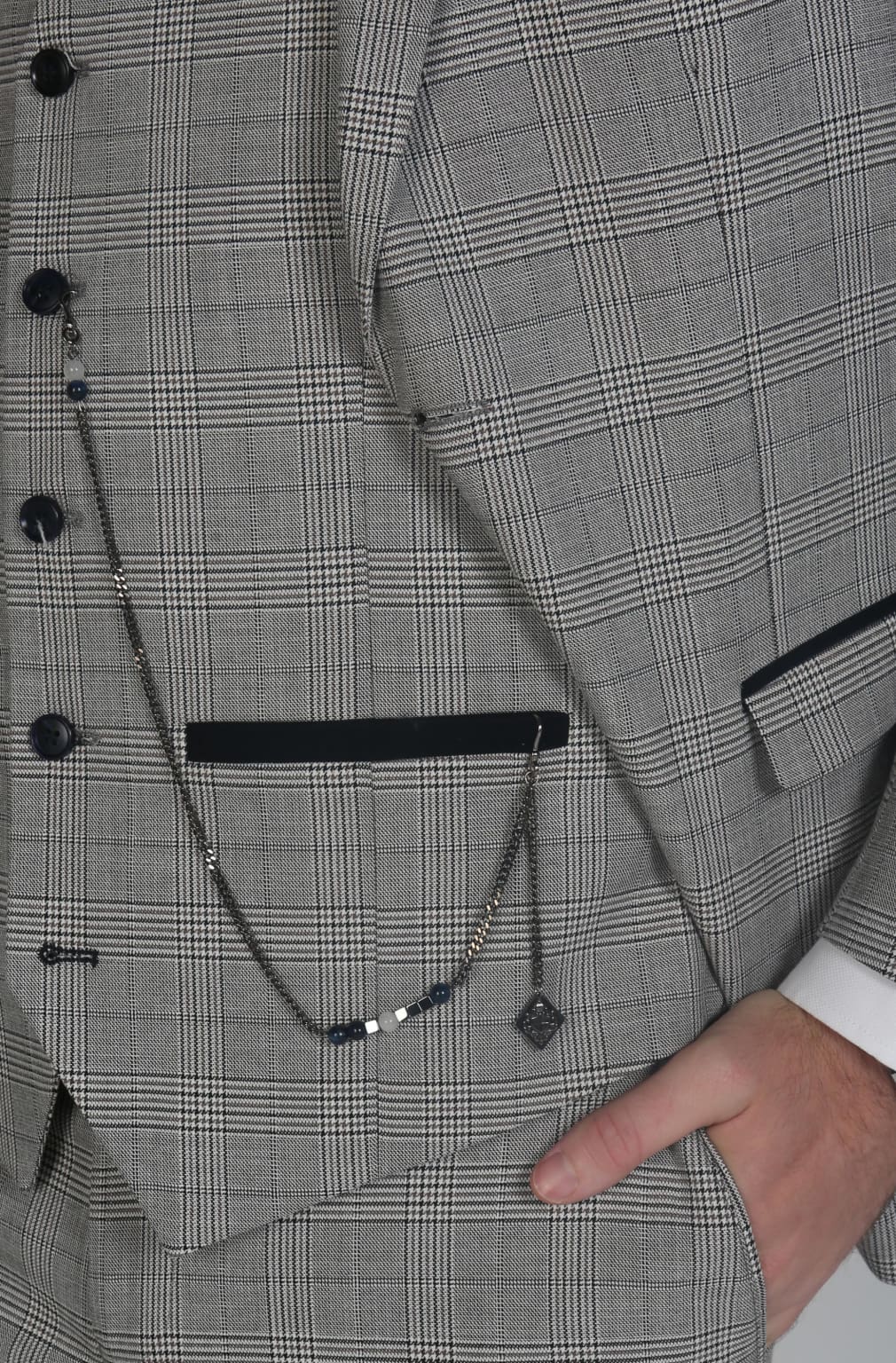 Hugo Grey Check Three Piece Suit for Men | Premium Wool Business Suit | Formal Wedding & Office Attire | Perfect for Business Meetings, Interviews & Special Occasions