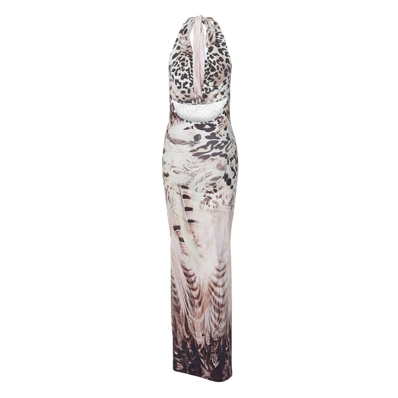 Sexy Backless V-Neck Lace-Up Maxi Dress for Women - Slim Fit Sleeveless Hollow Out Summer Dress | Perfect for Beach Vacation, Evening Party & Autumn Date Night