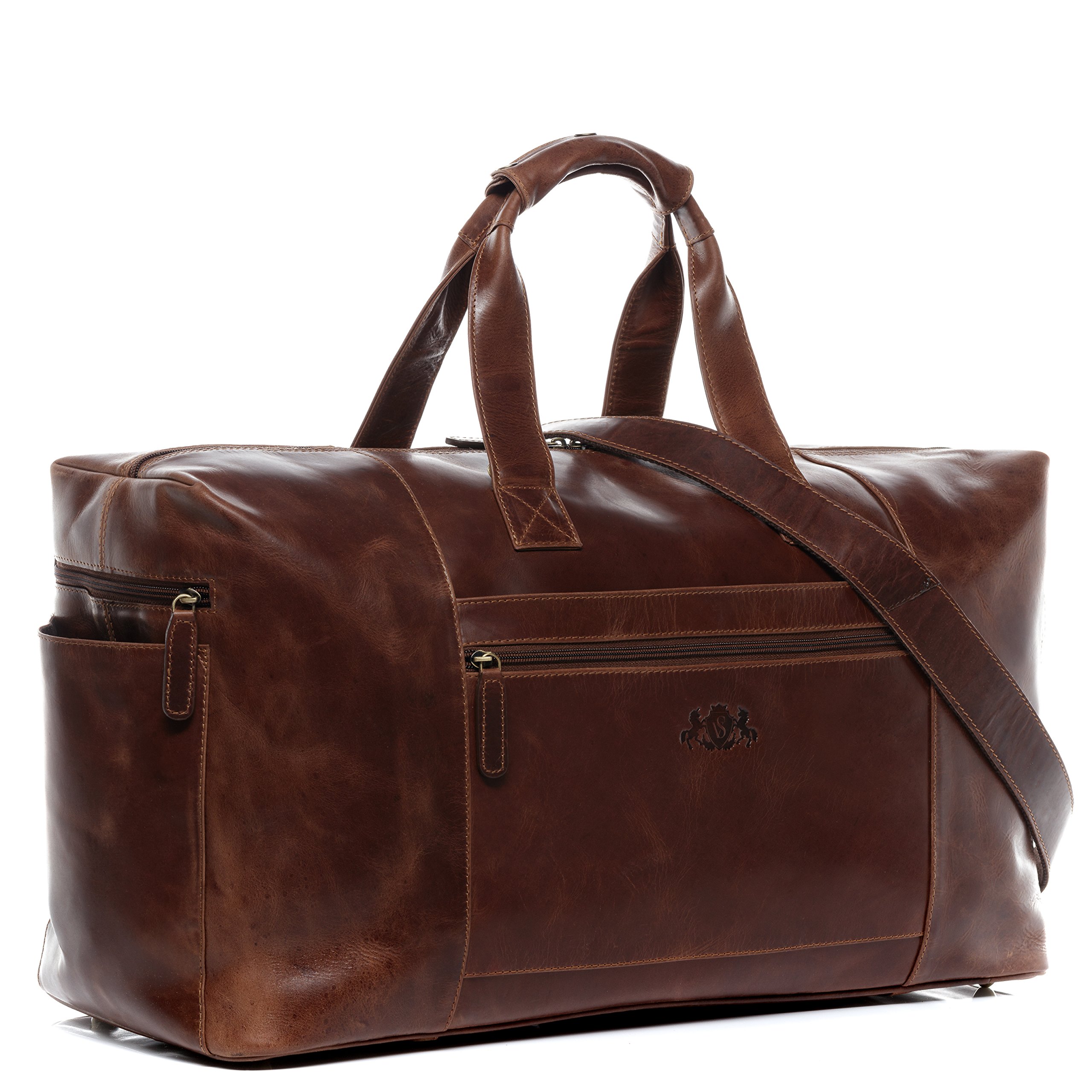 Premium SID & VAIN Genuine Leather Travel Bag - XL BRISTOL Duffel Bag for Men & Women, Spacious Weekender Holdall for Gym, Business Trips & Weekend Getaways