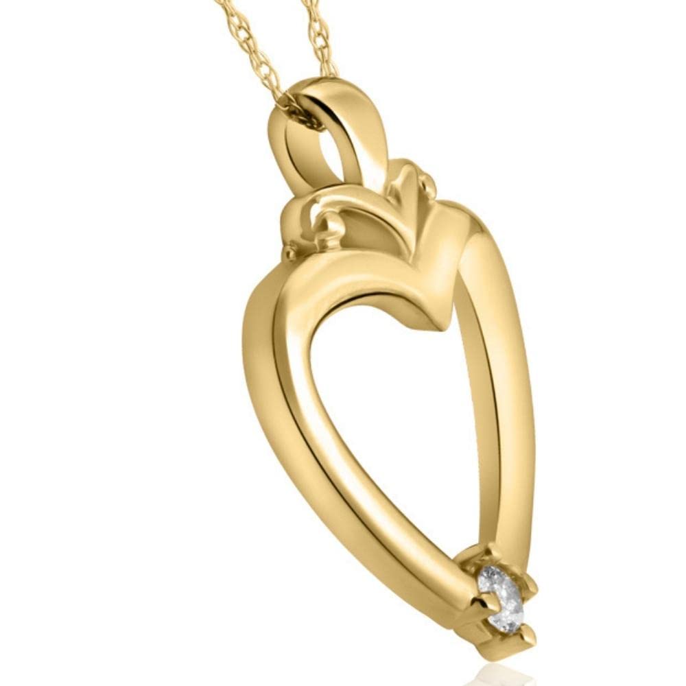 Solitaire Diamond Heart Pendant Necklace - 1 Inch in White, Rose or Yellow Gold - Perfect for Valentine's Day, Anniversary & Romantic Gifts