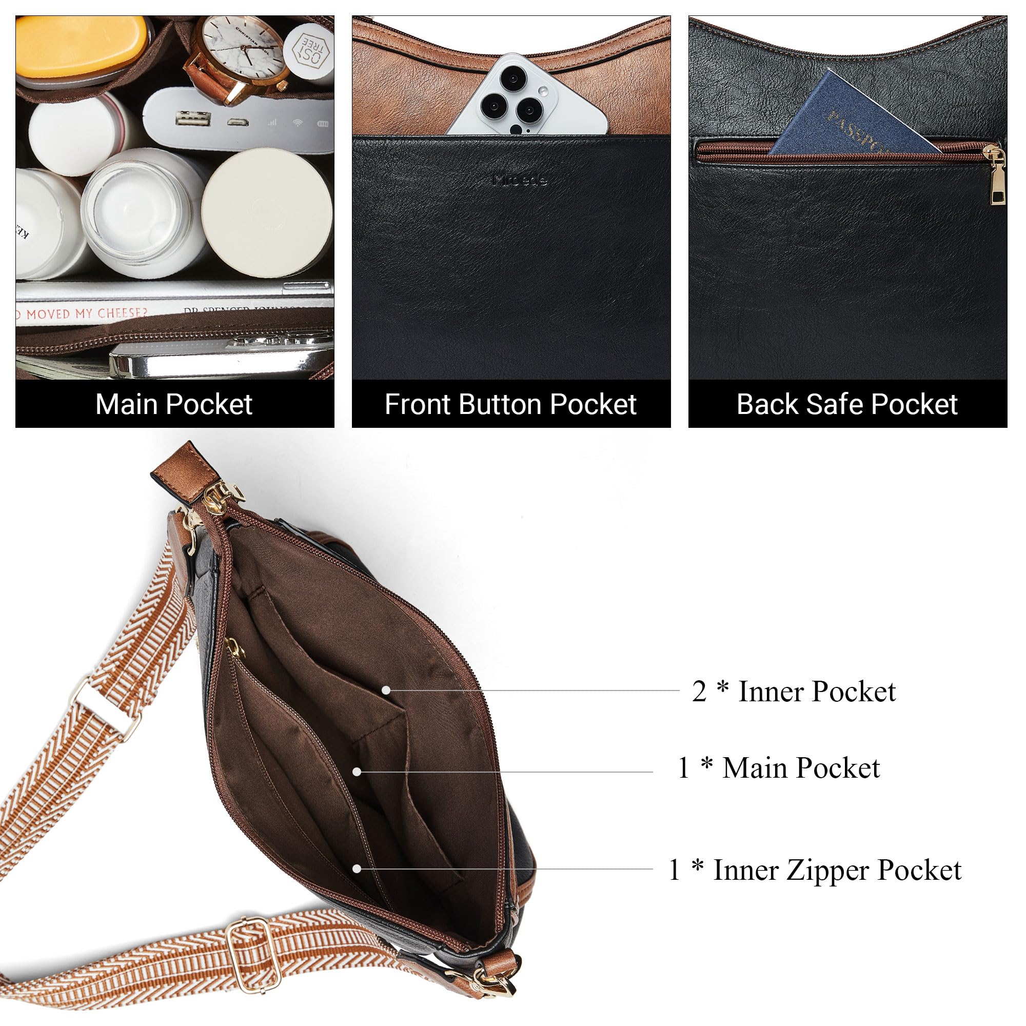 Vegan Leather Crossbody Bags for Women - Stylish Travel Shoulder Purse with Detachable Strap for Daily Use