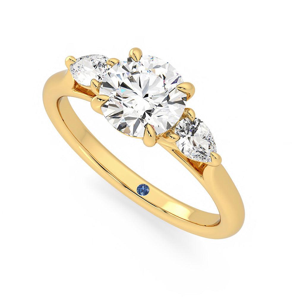 Round Cut Three Stone Moissanite Engagement Ring with Hidden Anniversary Stone Accent - Elegant Wedding Proposal Jewelry for Her, Perfect Anniversary Gift for Wife