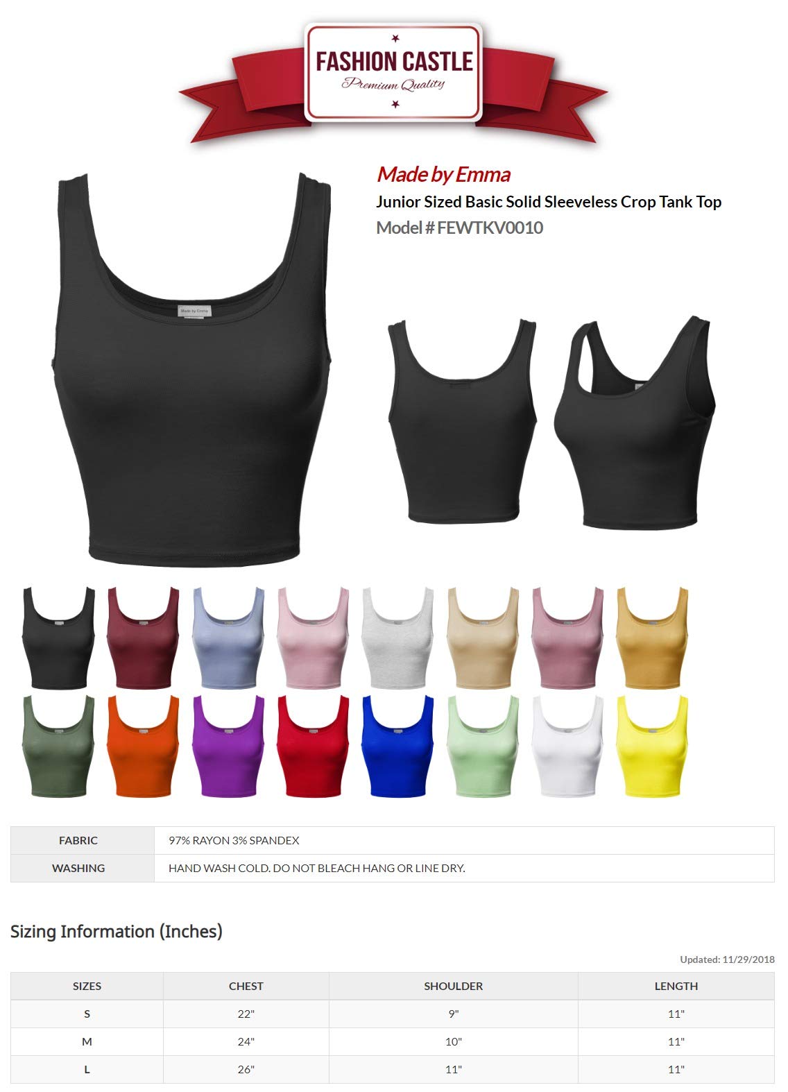 Emma Women's Junior Sleeveless Crop Tank Top - Soft Basic Solid Tee for Casual Wear, Summer Outfits, Layering & Gym