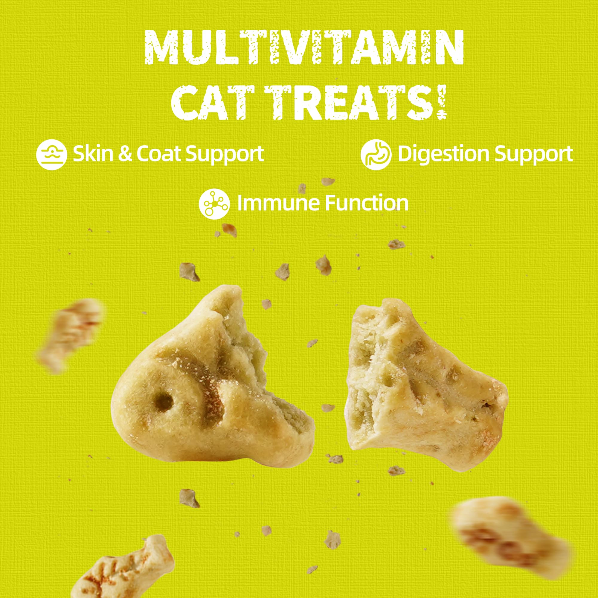 13.4oz Cat Multivitamin Crunchy Chew Treats - Immune Support, Joint Health, Skin & Coat Care, Digestive Aid - Vitamin Enriched Cat Snacks for Adult & Senior Cats - Perfect for Daily Rewards and Training