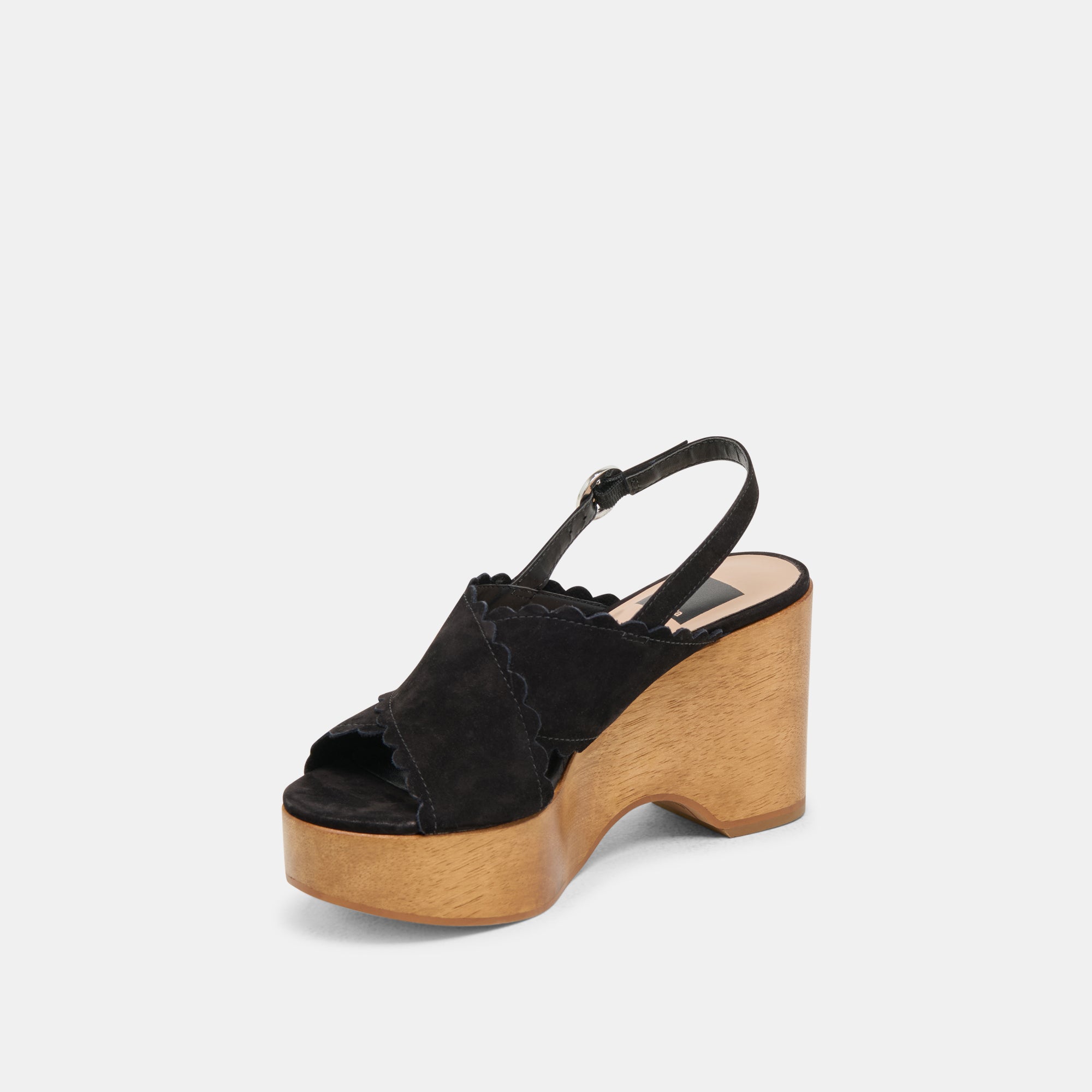 DILION Women's Black Nubuck Wedge Sandals - Comfortable Casual & Dressy Shoes for Summer, Beach, and Office Wear