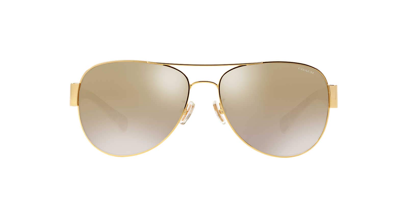 Coach HC7059 Sunglasses - Gold/Gold Mirrored Gradient Lenses - 58mm UV Protection - Fashionable Aviator Style for Women & Men - Perfect for Driving, Beach & Outdoor Activities