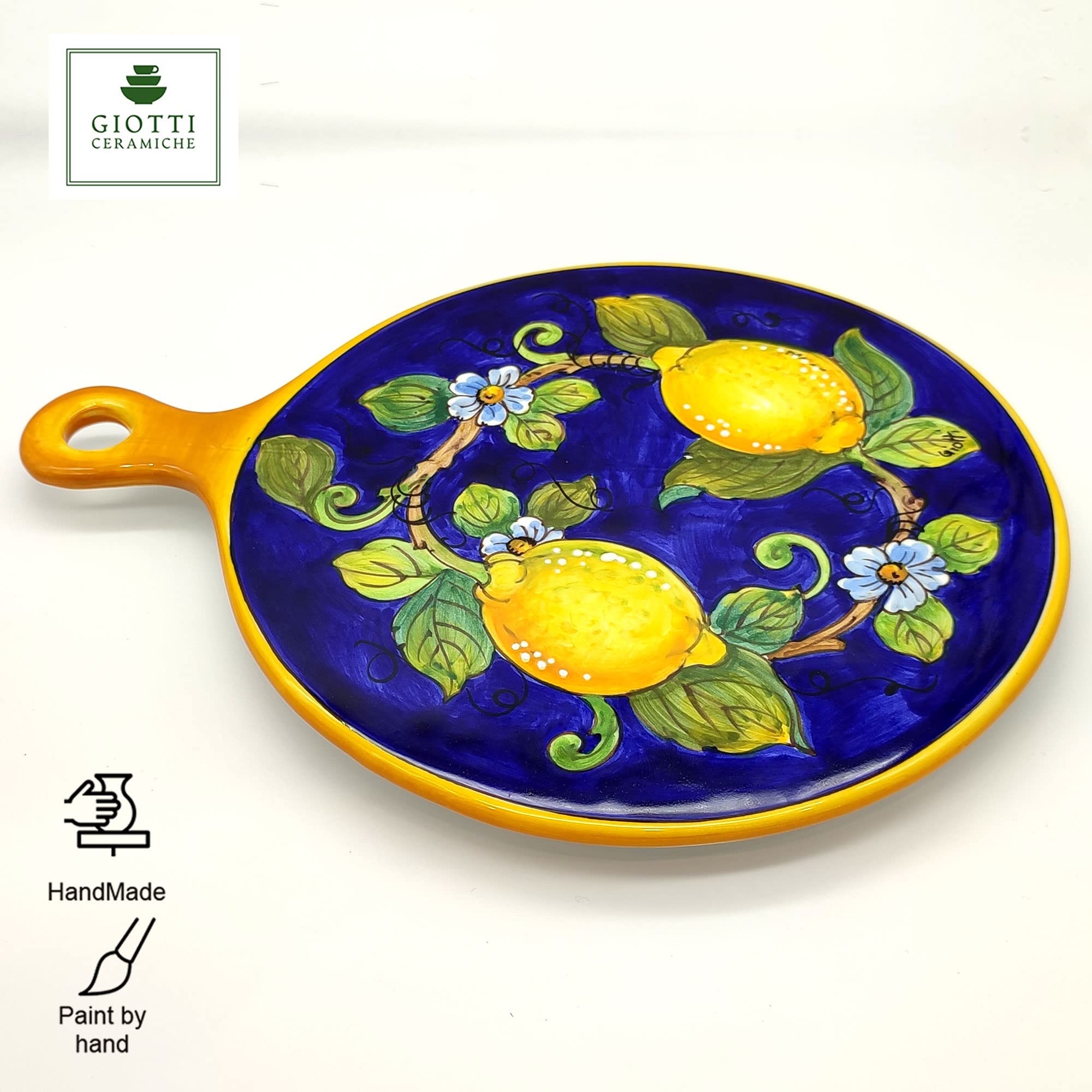 Italian Hand-Painted Ceramic Cheese Board - 10.38